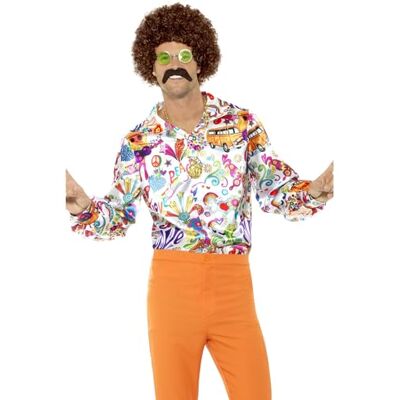 Smiffys Cool overhemd uit de jaren 60, meerkleurig, heren Smiffys Cool overhemd uit de jaren 60, meerkleurig, heren