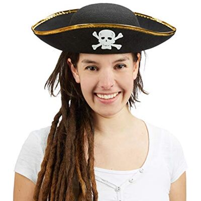 Relaxdays 10020589 piratenhoed zwart tricorn doodskop kostuum carnaval heren dames Eén maat zwart Relaxdays 10020589 piratenhoed zwart tricorn doodskop kostuum carnaval heren dames Eén maat zwart