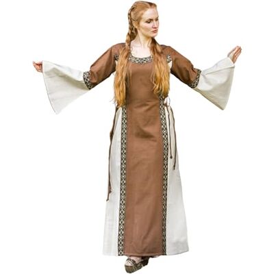 Leonardo Carbone ® Angie Damesjurk, decoratieve rand, vetersluiting aan de zijkant, carnaval, Halloween, cosplay, LARP, middeleeuwen, kostuum, jurk, feestjurk, 100% katoen Leonardo Carbone ® Angie Damesjurk, decoratieve rand, vetersluiting aan de zijkant, carnaval, Halloween, cosplay, LARP, middeleeuwen, kostuum, jurk, feestjurk, 100% katoen