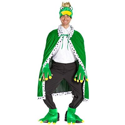 Orlob Kikker carnavalskostuum, 3-delig, carnavalskostuum voor volwassenen, kindermaat, uniseks, groen, 100% polyester, machinewasbaar Orlob Kikker carnavalskostuum, 3-delig, carnavalskostuum voor volwassenen, kindermaat, uniseks, groen, 100% polyester, machinewasbaar
