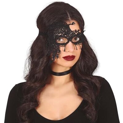 FIESTAS GUIRCA Asymmetrisch kanten masker voor dames, zwart FIESTAS GUIRCA Asymmetrisch kanten masker voor dames, zwart
