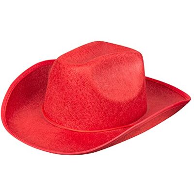 Boland 04075 Cowboy hoed voor volwassenen, eenheidsmaat, rood, westernkostuum, carnaval, themafeest, themafeest Boland 04075 Cowboy hoed voor volwassenen, eenheidsmaat, rood, westernkostuum, carnaval, themafeest, themafeest