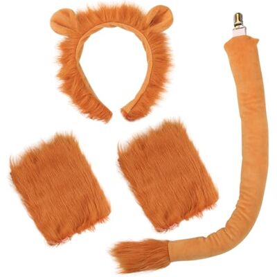 SKHAOVS Leeuwenkostuum set met leeuwenoren, hoofdband, leeuwenstaart, harige handschoenen, hoofdband set voor kinderen en volwassenen, cosplay, verjaardag, feest, carnaval (leeuw) SKHAOVS Leeuwenkostuum set met leeuwenoren, hoofdband, leeuwenstaart, harige handschoenen, hoofdband set voor kinderen en volwassenen, cosplay, verjaardag, feest, carnaval (leeuw)