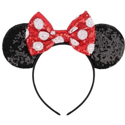 DRESHOW Muizenoren boog hoofdbanden pailletten party decoratie cosplay kostuum voor vrouwen DRESHOW Muizenoren boog hoofdbanden pailletten party decoratie cosplay kostuum voor vrouwen
