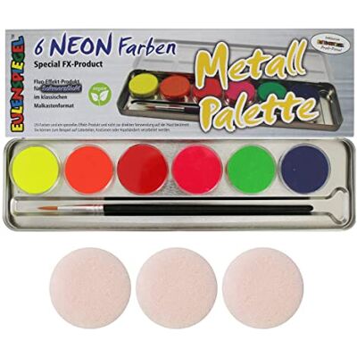 Eulenspiegel Profi-Schminkfarben GmbH 6 pallet van metaal neon Eulenspiegel Profi-Schminkfarben GmbH 6 pallet van metaal neon