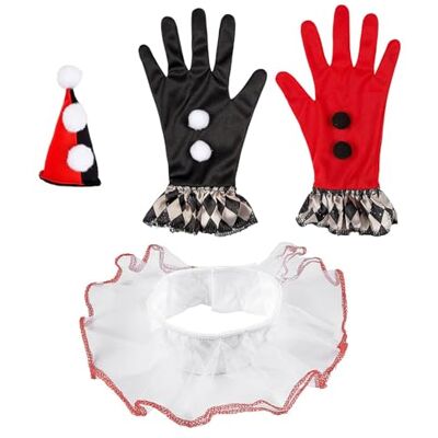 W WIDMANN MILANO Party Fashion EVIL HARLEQUIN (mini-hoed, ruff, handschoenen) W WIDMANN MILANO Party Fashion EVIL HARLEQUIN (mini-hoed, ruff, handschoenen)