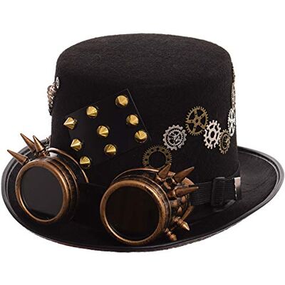 GRACEART Steampunk, hoge hoeden met bril (Verschillende stijlen), Stijl-04, L GRACEART Steampunk, hoge hoeden met bril (Verschillende stijlen), Stijl-04, L