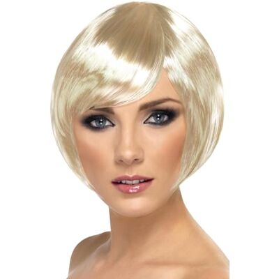 Smiffys puimbo-pruik, blond, kort haar met pony Smiffys puimbo-pruik, blond, kort haar met pony