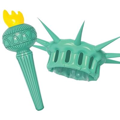 Beistle Opblaasbaar standbeeld van Liberty Crown & Torch, Patriottische feestaccessoires, 4e juli outfit voor parade-evenementen, kroon 56 cm zaklamp 17½ inch Beistle Opblaasbaar standbeeld van Liberty Crown & Torch, Patriottische feestaccessoires, 4e juli outfit voor parade-evenementen, kroon 56 cm zaklamp 17½ inch