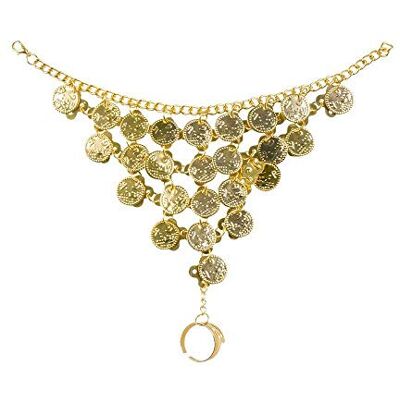 Boland 64475 Belly Dance handketting met vingerring, modieuze sieraden, waarzegger, heks, armband, ketting, accessoire, kostuum, carnaval, themafeest Boland 64475 Belly Dance handketting met vingerring, modieuze sieraden, waarzegger, heks, armband, ketting, accessoire, kostuum, carnaval, themafeest