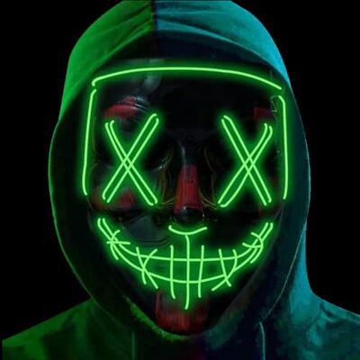 FASCHINFEVER Led-masker Purge controleerbaar kostuummasker voor Halloween, carnaval en carnaval als kostuum voor dames en heren (groene led) FASCHINFEVER Led-masker Purge controleerbaar kostuummasker voor Halloween, carnaval en carnaval als kostuum voor dames en heren (groene led)
