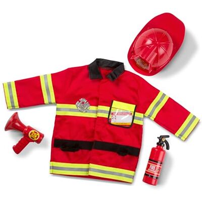 Melissa & Doug Brandweerman, Rollenspel Fantasie Kostuum,Halloween Costume, Fantasiespel, Kinderkostuum, 3+, Cadeau voor jongens en meisjes Melissa & Doug Brandweerman, Rollenspel Fantasie Kostuum,Halloween Costume, Fantasiespel, Kinderkostuum, 3+, Cadeau voor jongens en meisjes