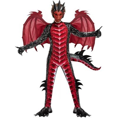 Spooktacular Creations Zwarte en rode drakenpak voor jongens (medium (8-10 jaar)) Spooktacular Creations Zwarte en rode drakenpak voor jongens (medium (8-10 jaar))