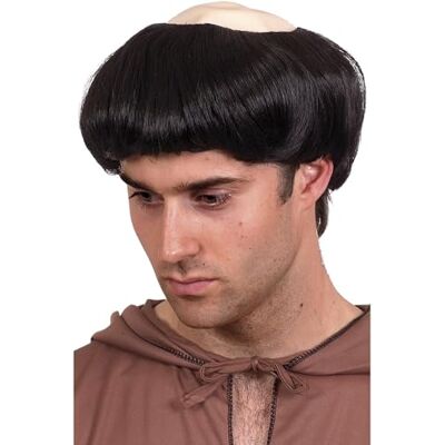 Smiffys Zwarte monnik pruik kort haar met rubberen schedel Smiffys Zwarte monnik pruik kort haar met rubberen schedel