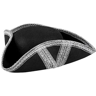 Boland 04015 Koninklijke piratenhoed, fortuin, zilver/zwart, vilt, rand, tripunt, piraat, kapitein, caprivaat, carnaval, Halloween, carnaval, themafeest, kostuum, theater, accessoire Boland 04015 Koninklijke piratenhoed, fortuin, zilver/zwart, vilt, rand, tripunt, piraat, kapitein, caprivaat, carnaval, Halloween, carnaval, themafeest, kostuum, theater, accessoire