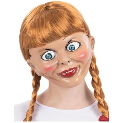 Smiffys Officieel Annabelle masker voor volwassenen, plastic masker met comfortabele elastische band, perfect als aanvulling op Halloween en kostuum Smiffys Officieel Annabelle masker voor volwassenen, plastic masker met comfortabele elastische band, perfect als aanvulling op Halloween en kostuum