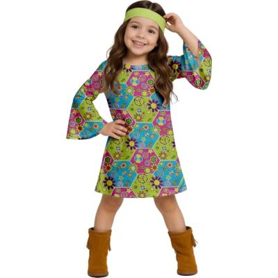 FIESTAS GUIRCA Guirca Hippie meisjesbloemenkostuum voor kinderen, 7-9 jaar, 85608 FIESTAS GUIRCA Guirca Hippie meisjesbloemenkostuum voor kinderen, 7-9 jaar, 85608