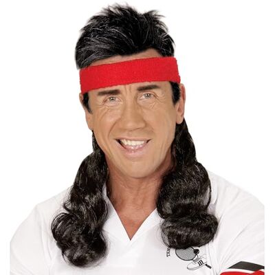 W WIDMANN MILANO Party Fashion Pruik met krullend haar en hoofdband, jaren 80, tennisspeler, pruik met lang haar W WIDMANN MILANO Party Fashion Pruik met krullend haar en hoofdband, jaren 80, tennisspeler, pruik met lang haar