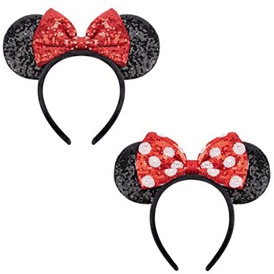 DRESHOW 2 stuks muizenoren boog hoofdband pailletten party decoratie cosplay kostuum voor meisjes en vrouwen DRESHOW 2 stuks muizenoren boog hoofdband pailletten party decoratie cosplay kostuum voor meisjes en vrouwen