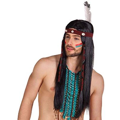 Boland 85783 Indiase Takoda pruik met veerband, lang glad zwart haar, synthetisch haar voor volwassenen, kostuumaccessoires, themafeest, carnaval Boland 85783 Indiase Takoda pruik met veerband, lang glad zwart haar, synthetisch haar voor volwassenen, kostuumaccessoires, themafeest, carnaval