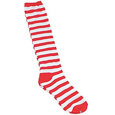 Bristol Novelty BA051 Gestreepte clownsokken, uniseks, volwassenen, rood/wit, eenheidsmaat Bristol Novelty BA051 Gestreepte clownsokken, uniseks, volwassenen, rood/wit, eenheidsmaat