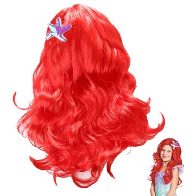 BONGSHAKALAKA Prinses Ariel Pruik Lang Krullend Haar Kostuum Accessoires Meisjes Prinses Rode Pruik Halloween Cosplay Carnaval BONGSHAKALAKA Prinses Ariel Pruik Lang Krullend Haar Kostuum Accessoires Meisjes Prinses Rode Pruik Halloween Cosplay Carnaval