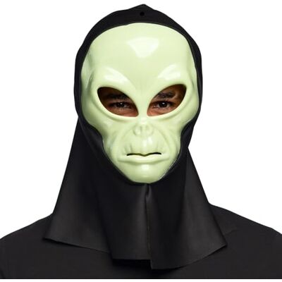 Boland 72374 Alien gezichtsmasker met capuchon, hoofdmasker, carnavalsmasker, masker voor Halloween en carnaval Boland 72374 Alien gezichtsmasker met capuchon, hoofdmasker, carnavalsmasker, masker voor Halloween en carnaval