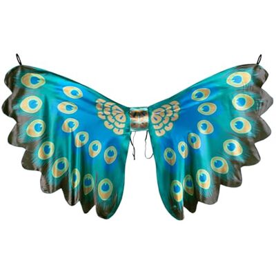Boland 52876 pauwenvleugels, 155 x 115 cm, blauw, turquoise, veren, carnavalskostuum, themafeest Boland 52876 pauwenvleugels, 155 x 115 cm, blauw, turquoise, veren, carnavalskostuum, themafeest