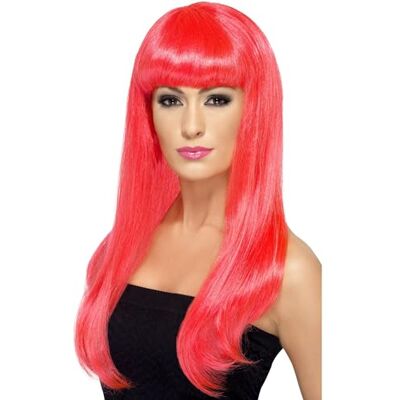 Smiffys Heerlijke Bimbo Pruik, Neonroze, lang, glad, met pony, Eén maat Smiffys Heerlijke Bimbo Pruik, Neonroze, lang, glad, met pony, Eén maat