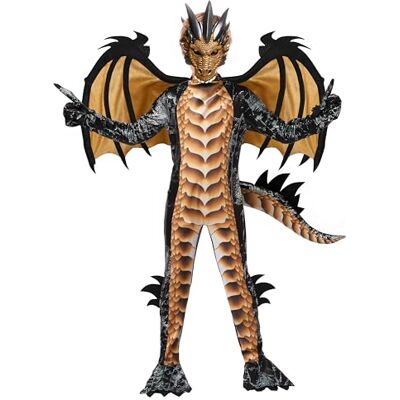 Spooktacular Creations Gouden drakenkostuum voor kinderen, drakenvleugels, staart en masker voor Halloween-kostuum Spooktacular Creations Gouden drakenkostuum voor kinderen, drakenvleugels, staart en masker voor Halloween-kostuum