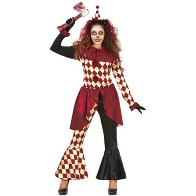 FIESTAS GUIRCA Costume Horror Clown Femme T-shirt, Col et Pantalon Costumes de Clown Tueur pour Halloween, Carnaval et Fêtes d'Épouvante Idéal pour Adultes Grenat et Beige FIESTAS GUIRCA Costume Horror Clown Femme T-shirt, Col et Pantalon Costumes de Clown Tueur pour Halloween, Carnaval et Fêtes d'Épouvante Idéal pour Adultes Grenat et Beige