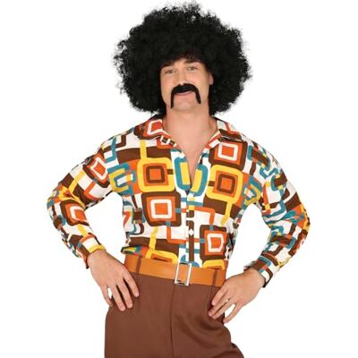 FIESTAS GUIRCA Meerkleurig overhemd '70s (52-54/L) verkleedaccessoires voor heren ideaal voor jaren '70 themafeesten, carnaval en Halloween, retrostijl en vintage stijl FIESTAS GUIRCA Meerkleurig overhemd '70s (52-54/L) verkleedaccessoires voor heren ideaal voor jaren '70 themafeesten, carnaval en Halloween, retrostijl en vintage stijl