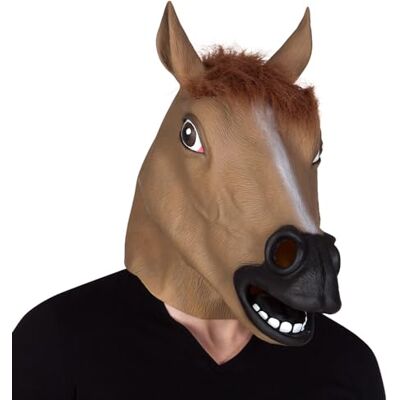 Boland Latex paardenmasker met volwassen haren, bruin, 00144 Boland Latex paardenmasker met volwassen haren, bruin, 00144