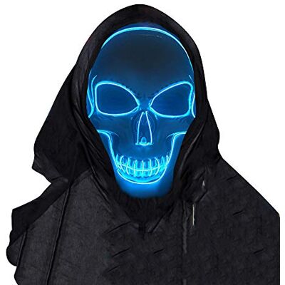 SOUTHSKY LED-masker Gloeiende Schedelmasker met LED-licht Dodenmasker Volledig masker Neonlichten Knipperende EL Glowing 3 standen Voor Halloween Kostuum (Blauw Neon) SOUTHSKY LED-masker Gloeiende Schedelmasker met LED-licht Dodenmasker Volledig masker Neonlichten Knipperende EL Glowing 3 standen Voor Halloween Kostuum (Blauw Neon)