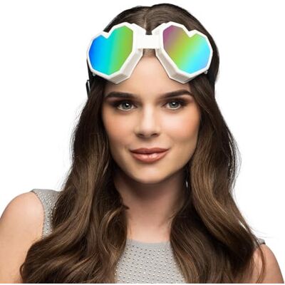 Boland Festilove-skibril, holografische glazen, kostuumaccessoires voor carnaval en themafeest, feestbril Boland Festilove-skibril, holografische glazen, kostuumaccessoires voor carnaval en themafeest, feestbril