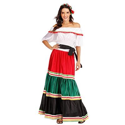 EraSpooky Mexicaans Senorita kostuum voor dames, carnaval, cosplay, Halloween, party, carnaval, jurk voor volwassenen EraSpooky Mexicaans Senorita kostuum voor dames, carnaval, cosplay, Halloween, party, carnaval, jurk voor volwassenen