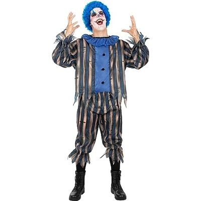 Funidelia Angstaanjagend clownkostuum met pruik voor heren, maat L, clown, killer clown, kostuum voor volwassenen voor feestjes, carnaval en Halloween Funidelia Angstaanjagend clownkostuum met pruik voor heren, maat L, clown, killer clown, kostuum voor volwassenen voor feestjes, carnaval en Halloween