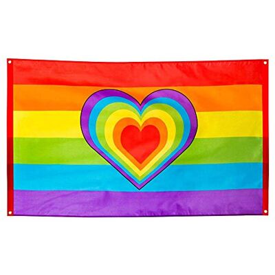 Boland 44721 Kleurrijke Regenboog Polyester Vlag 90 x 150 cm met Metalen Oogjes Hart Christopher Street Day Hippie Homoseksualiteit Decoratie Boland 44721 Kleurrijke Regenboog Polyester Vlag 90 x 150 cm met Metalen Oogjes Hart Christopher Street Day Hippie Homoseksualiteit Decoratie