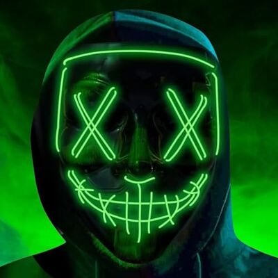 Costumed Purge Masker, led, controleerbaar, kleur naar keuze, kostuum voor dames en heren, Halloween, carnaval, Mardi Gras (led groen) Costumed Purge Masker, led, controleerbaar, kleur naar keuze, kostuum voor dames en heren, Halloween, carnaval, Mardi Gras (led groen)