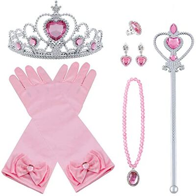 Vicloon Princess Dress Up, 9 stuks prinses verkleedaccessoires, meisjes, diadeem, kroon, prinses, toverstaf, halsketting, handschoenen, gespen, oorbellen, voor cosplay, carnaval, verjaardagsfeest Vicloon Princess Dress Up, 9 stuks prinses verkleedaccessoires, meisjes, diadeem, kroon, prinses, toverstaf, halsketting, handschoenen, gespen, oorbellen, voor cosplay, carnaval, verjaardagsfeest