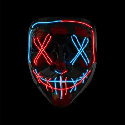 Costumed Purge Masker, led, controleerbaar, kleur naar keuze, kostuum voor dames en heren, Halloween, carnaval, Mardi Gras (led rood en blauw) Costumed Purge Masker, led, controleerbaar, kleur naar keuze, kostuum voor dames en heren, Halloween, carnaval, Mardi Gras (led rood en blauw)