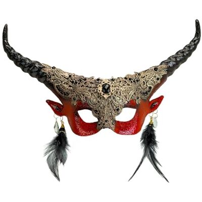 W WIDMANN MILANO Party Fashion Duivel oogmasker met hoorns, demon, Halloween-kostuum accessoire W WIDMANN MILANO Party Fashion Duivel oogmasker met hoorns, demon, Halloween-kostuum accessoire