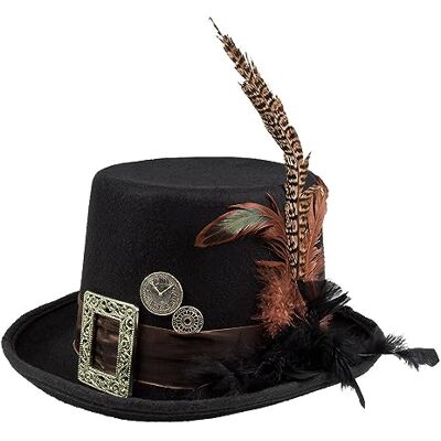 Boland 54501 Plumepunk hoed met versnelling, zwart, steampunk, cilinder, hoed, kostuumaccessoires, themafeest, carnaval, Halloween Boland 54501 Plumepunk hoed met versnelling, zwart, steampunk, cilinder, hoed, kostuumaccessoires, themafeest, carnaval, Halloween