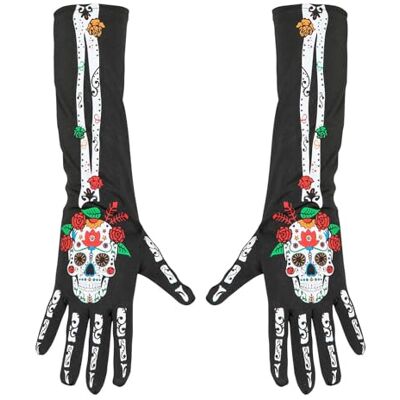 W WIDMANN MILANO Party Fashion 34279 Dia de los Muertos handschoenen ca. 40 cm voor volwassenen, carnaval, themafeest W WIDMANN MILANO Party Fashion 34279 Dia de los Muertos handschoenen ca. 40 cm voor volwassenen, carnaval, themafeest