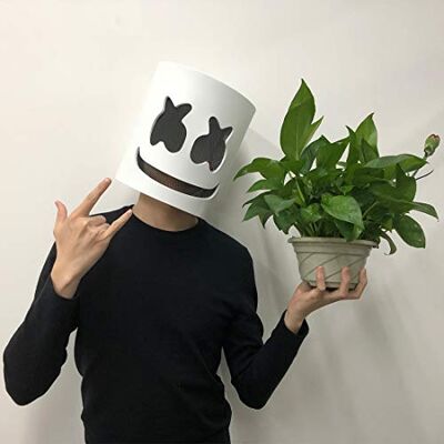 JESSTOLO Latex DJ-masker wit masker cosplay kostuum volwassenen helm voor kostuumfeest JESSTOLO Latex DJ-masker wit masker cosplay kostuum volwassenen helm voor kostuumfeest