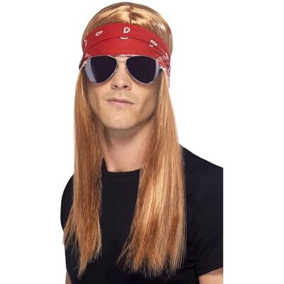 Smiffys 90's Rocker Kit met Auburn pruik, Bandana en zonnebril Smiffys 90's Rocker Kit met Auburn pruik, Bandana en zonnebril