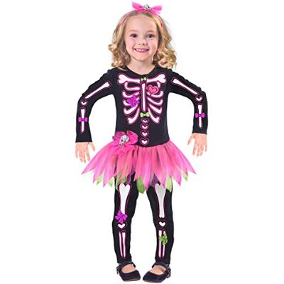 amscan 9903398 Halloween skeletkostuum voor meisjes, 2-3 jaar amscan 9903398 Halloween skeletkostuum voor meisjes, 2-3 jaar