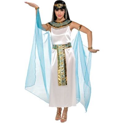 amscan Egyptisch Cleopatra kostuum voor dames, 996188, maat 36-38, wit/blauw amscan Egyptisch Cleopatra kostuum voor dames, 996188, maat 36-38, wit/blauw