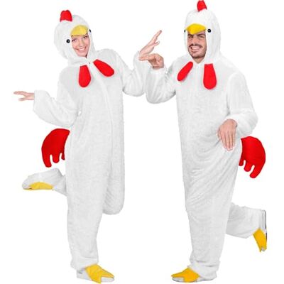 W WIDMANN MILANO Party Fashion Plush White Chicken (M) (jumpsuit met capuchon met masker) W WIDMANN MILANO Party Fashion Plush White Chicken (M) (jumpsuit met capuchon met masker)