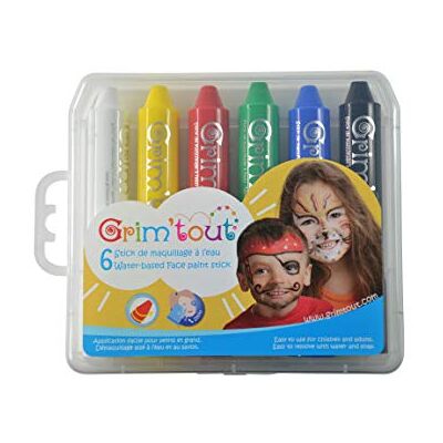 GRIM'TOUT 6 watermake-up sticks voor kinderen GT41884 GRIM'TOUT 6 watermake-up sticks voor kinderen GT41884